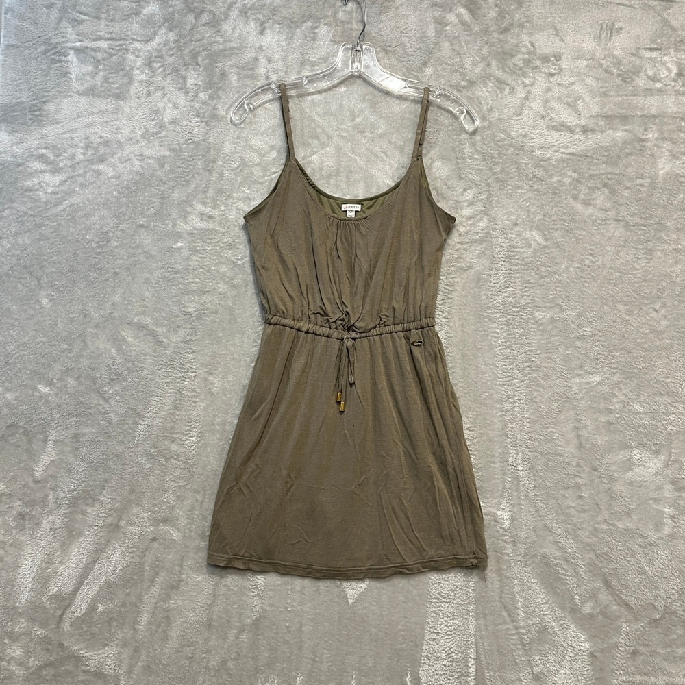 Guess Dress Womens XS Pea Green Sleeveless Mini Spaghetti Strap Drawstring Waist